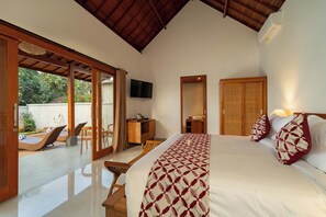 Luksushuvila, näköala uima-altaalle | Työpöytä, ilmainen Wi-Fi, vuodevaatteet