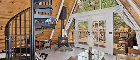 Cabane Signature, 2 chambres, cuisine, vue montagne | Salle de séjour