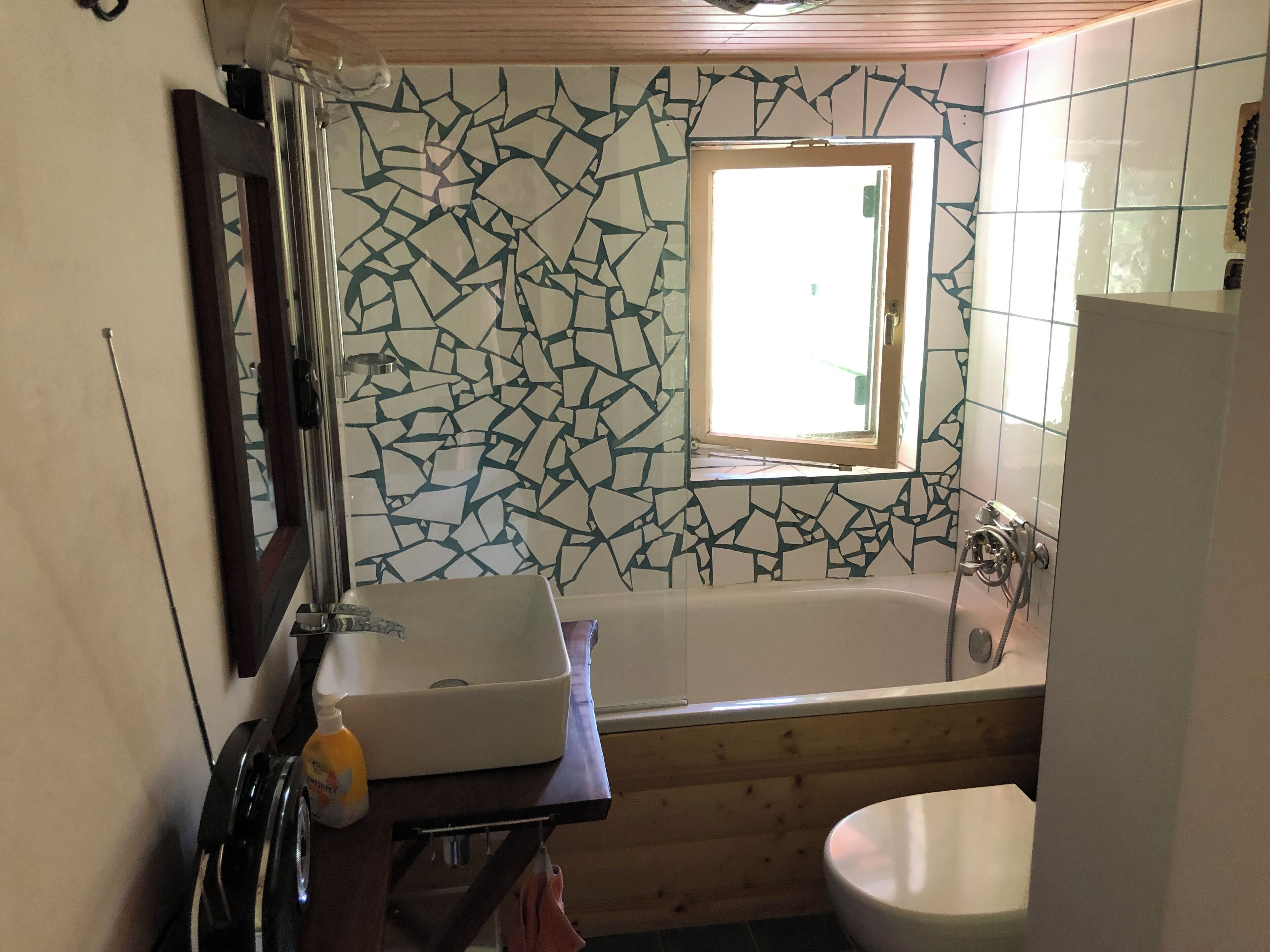 Hair dryer, soap, toilet paper