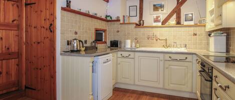Fridge, dishwasher, electric kettle, toaster