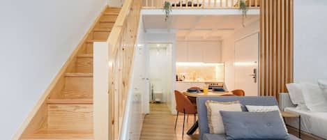 Appartement Duplex Ville, 1 chambre, non-fumeurs, climatisation | Coin séjour
