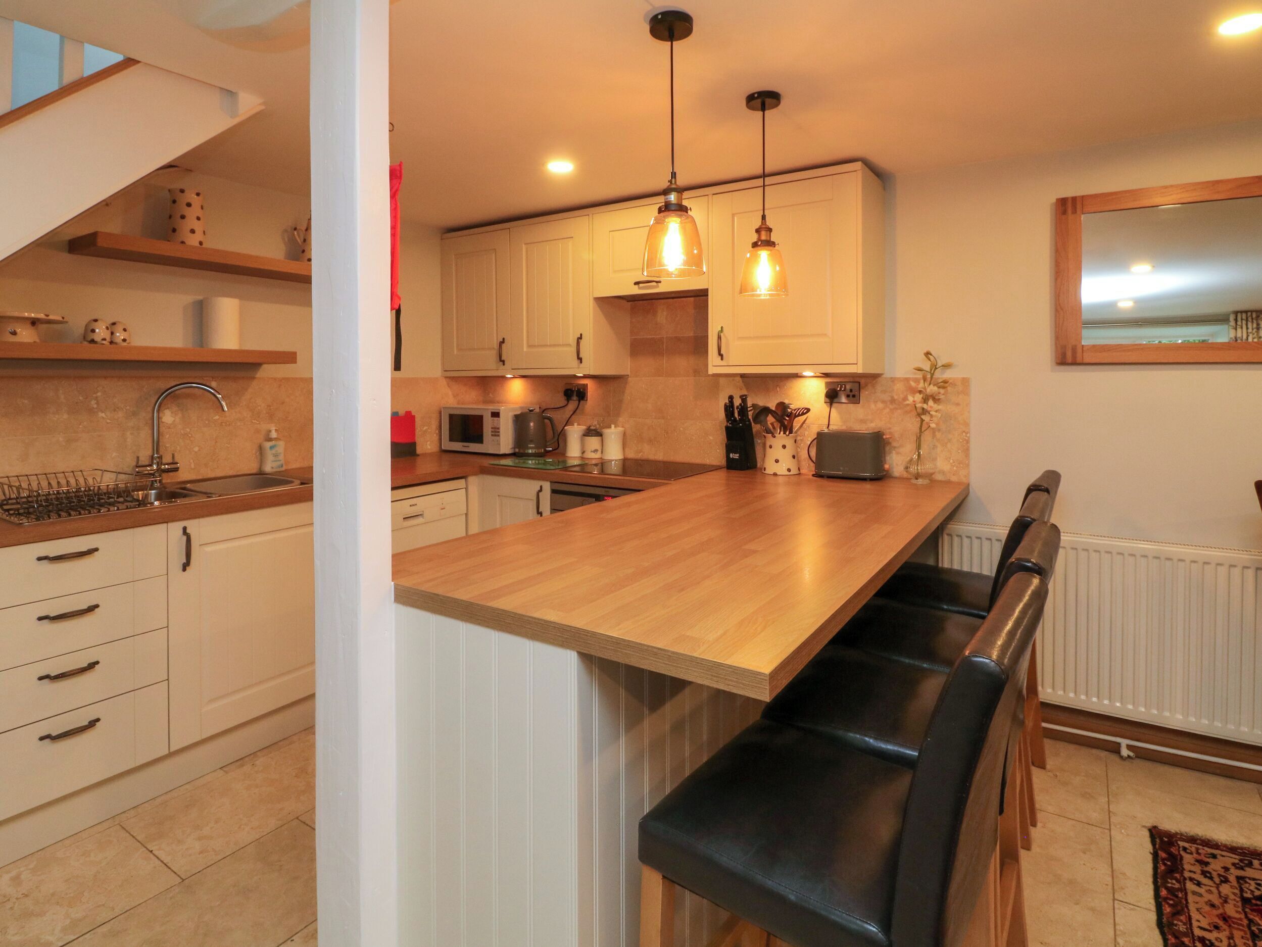 Fridge, dishwasher, electric kettle, toaster