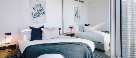 2 bedrooms, iron/ironing board, WiFi, bed sheets