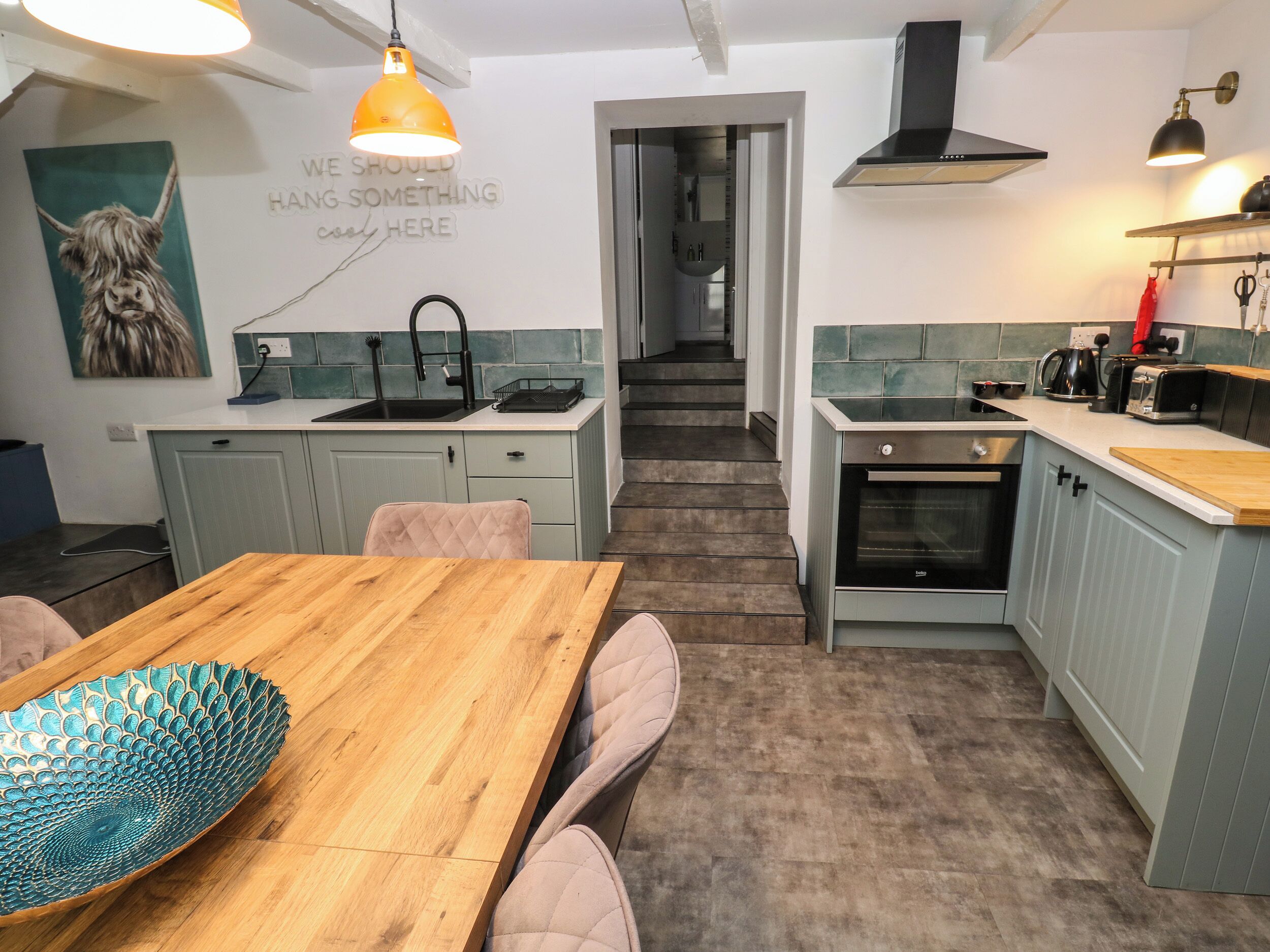 Fridge, dishwasher, electric kettle, toaster