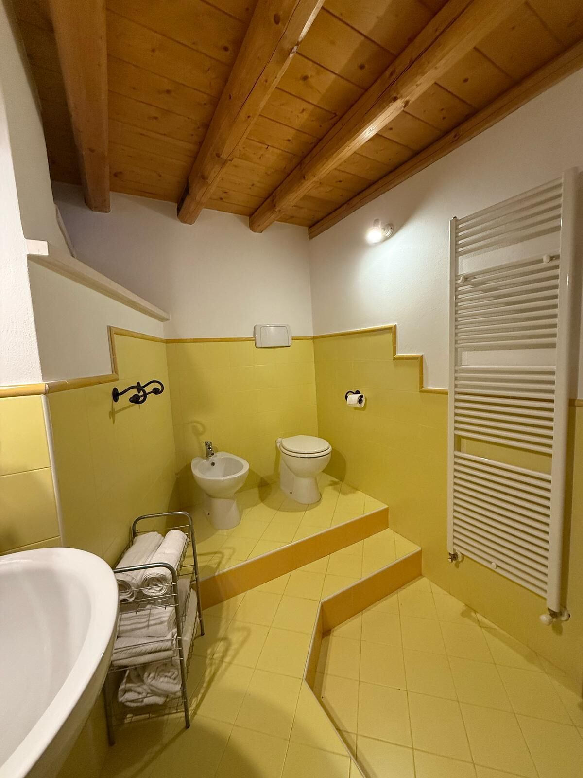 Dusch, gratis toalettartiklar, hårtork och handdukar