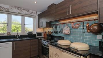 Fridge, dishwasher, electric kettle, toaster