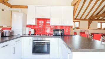 Fridge, dishwasher, electric kettle, toaster