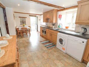 Fridge, dishwasher, electric kettle, toaster