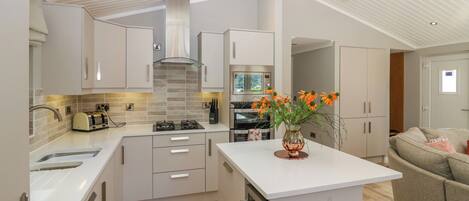 Fridge, dishwasher, electric kettle, toaster