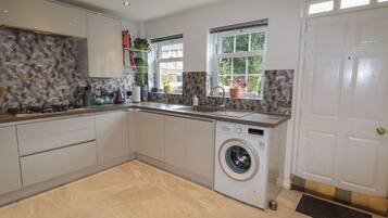 Fridge, dishwasher, electric kettle, toaster