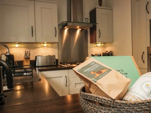 Fridge, dishwasher, electric kettle, toaster