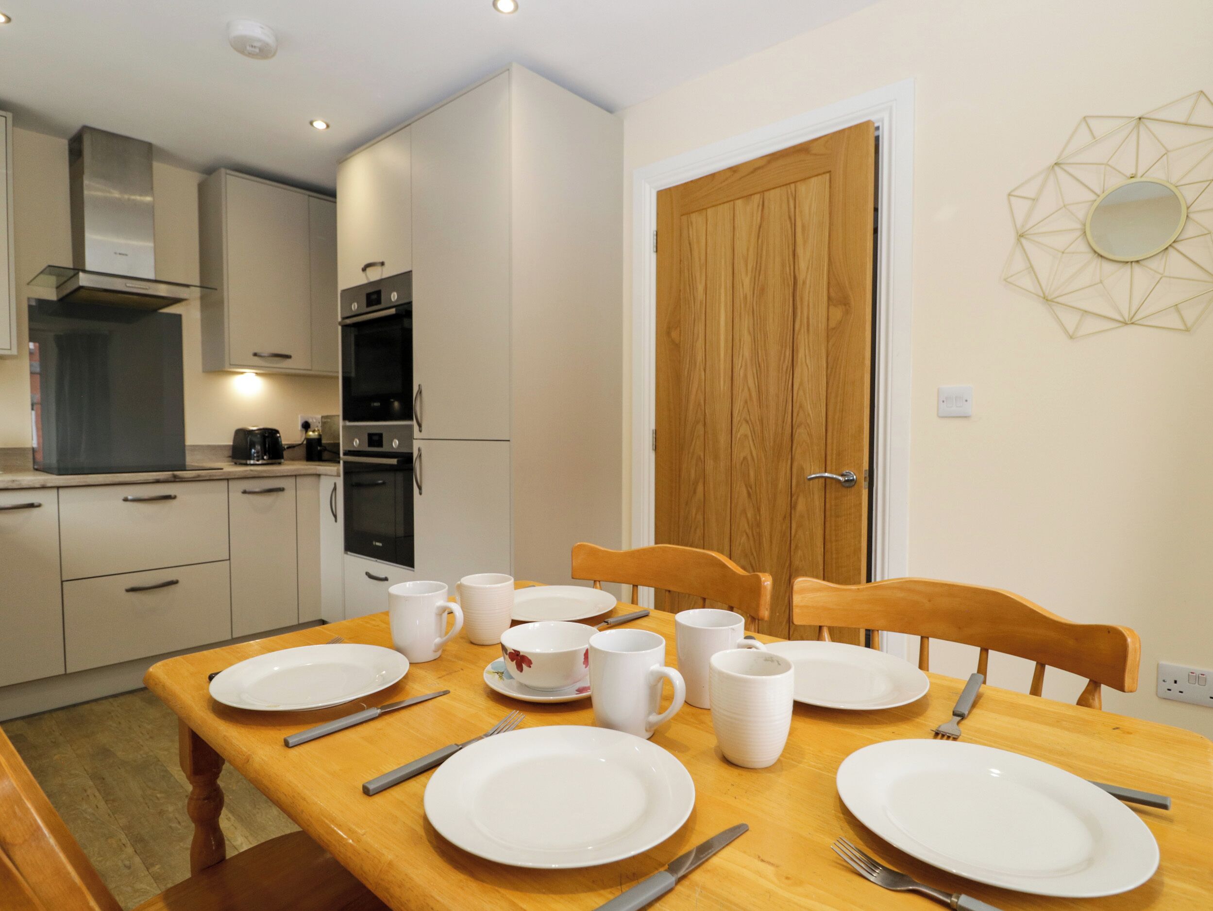 Fridge, dishwasher, electric kettle, toaster