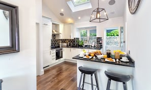 Fridge, dishwasher, electric kettle, toaster