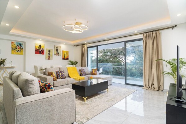 Living area - A1-Spacious Oak Residency Kilimani- Pool, Gym+ Lift (Nairobi)