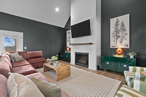 Smart TV, foosball, stereo, computer monitors