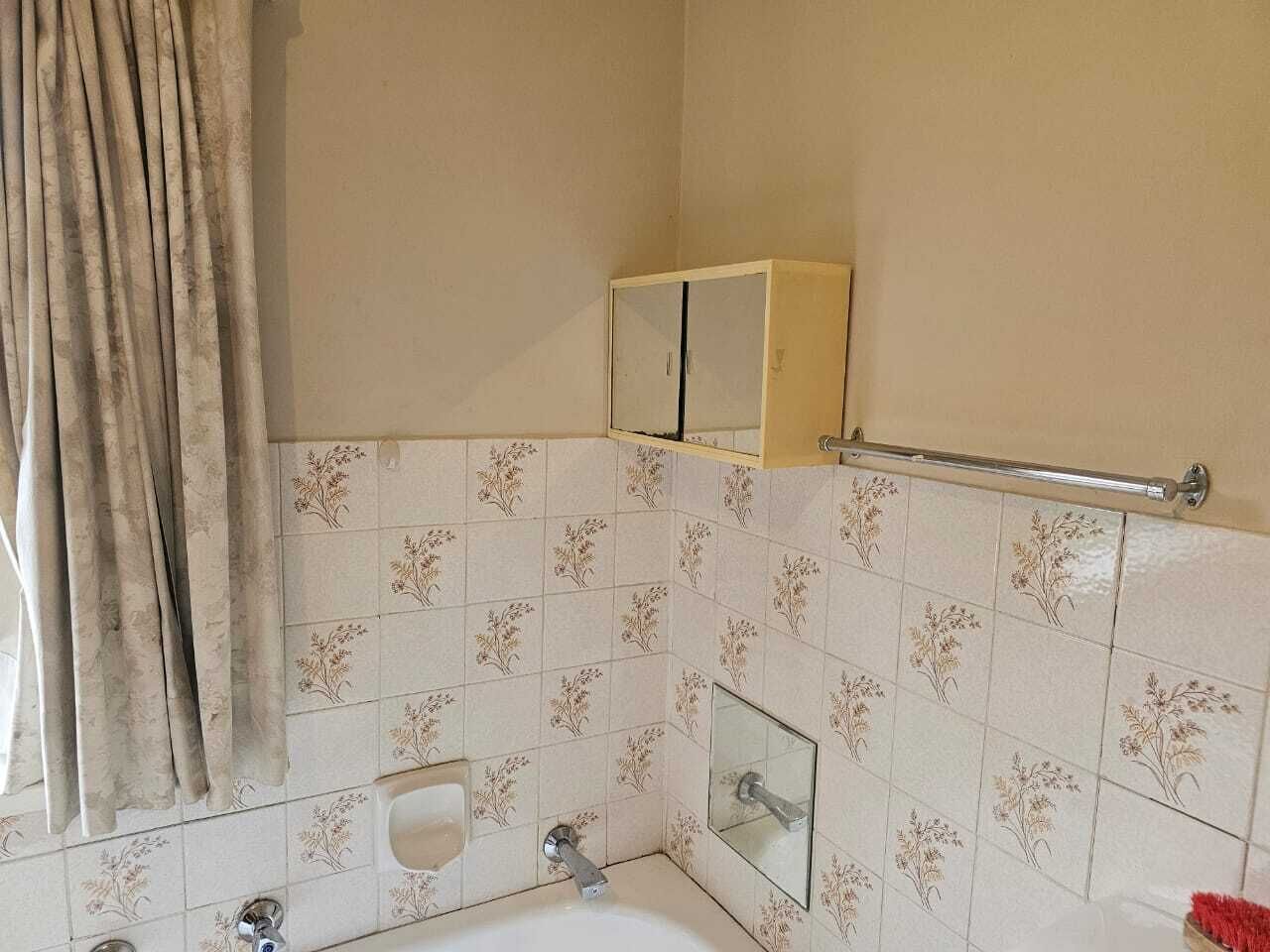 Bathtub, towels, soap, shampoo