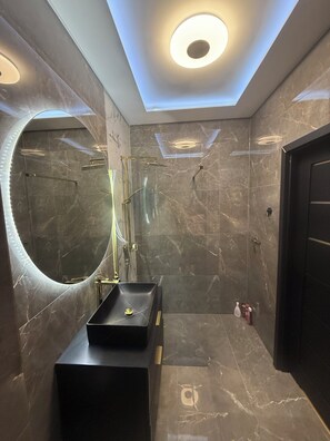 シャワー、タオル、石鹸、トイレットペーパー