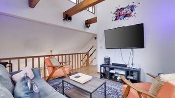 Smart TV, fireplace, video games, books