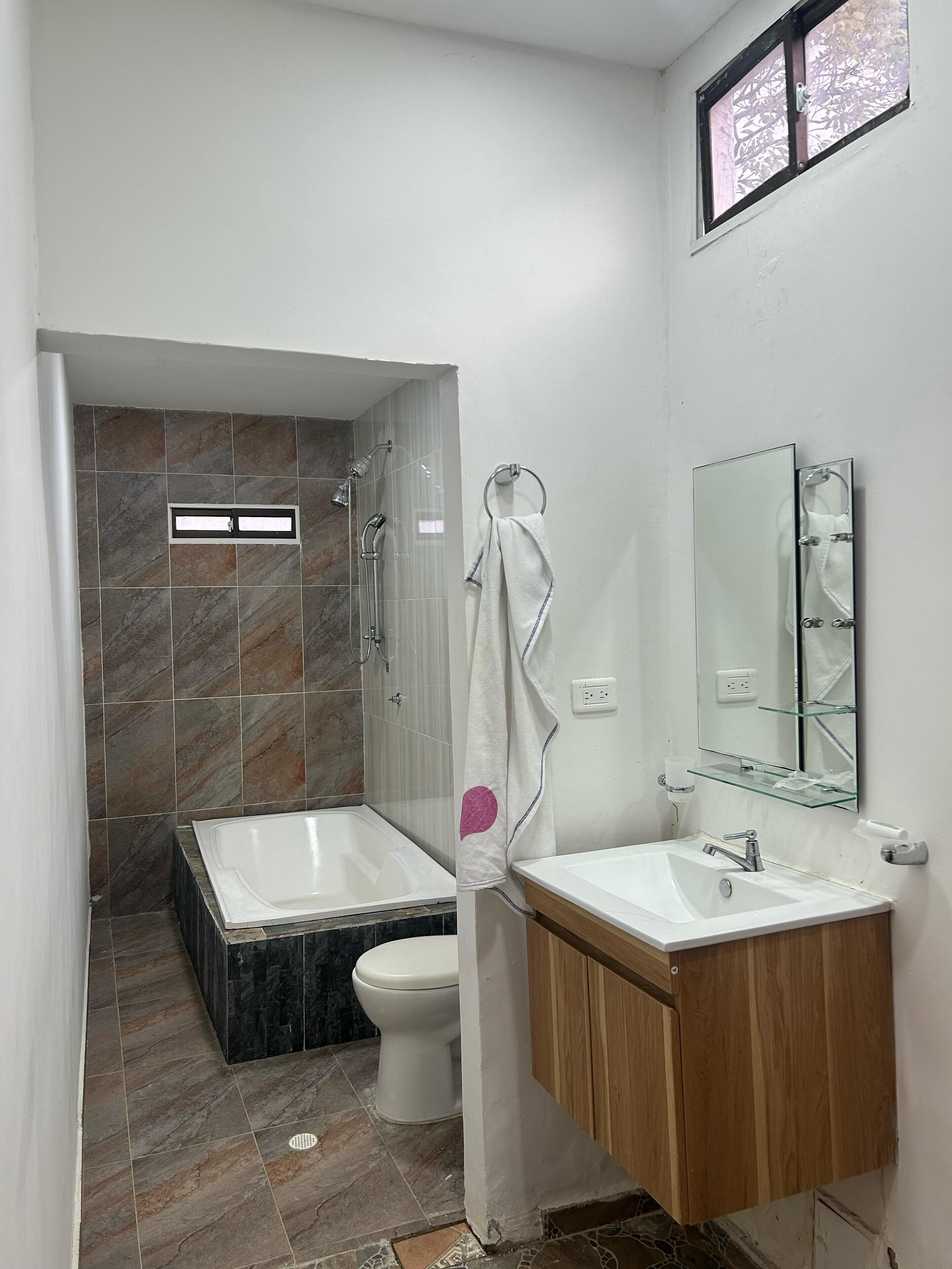 Regadera, amenidades de baño ecológicas, secadora de cabello, bidet 