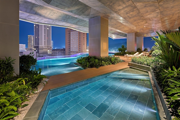 Outdoor pool, open 7:00 AM to 6:00 PM, pool umbrellas, sun loungers