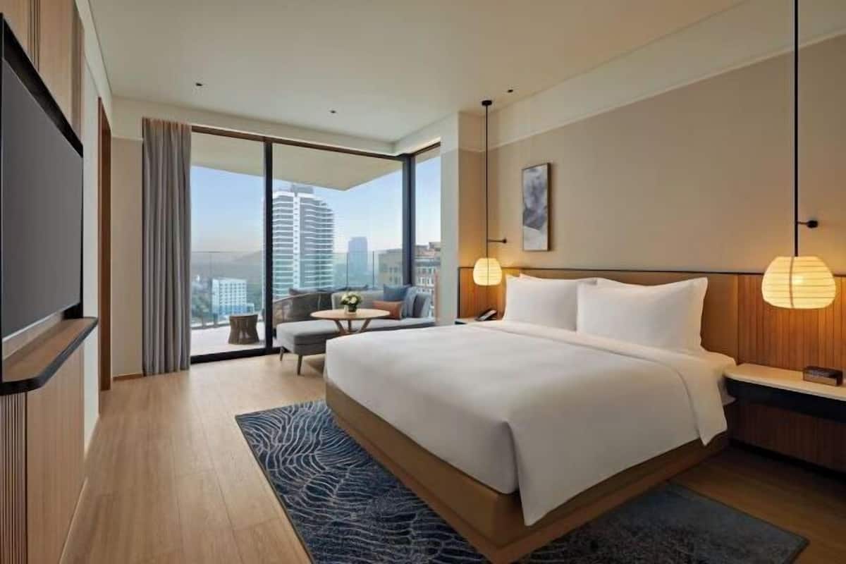 In-room safe, desk, laptop workspace, blackout drapes
