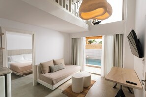Bungalow, 2 habitaciones, alberca privada | Caja de seguridad en la habitación, wifi gratis y ropa de cama 
