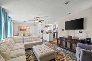 House, 2 Bedrooms, Non Smoking, Kitchen | Living area | TV - Beachy Bonanza by Book That Condo (Panama City Beach)