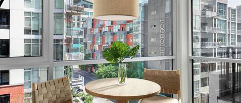 Premium bedding, pillow-top beds, laptop workspace, free WiFi