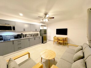 2 bedrooms, in-room safe, soundproofing, iron/ironing board