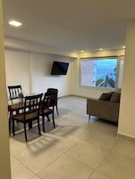 Superior Apartment, Ocean View (AA1) | Private kitchen | Full-size fridge, microwave, oven, stovetop