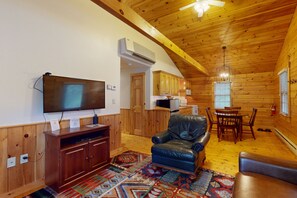 Televisión, chimenea, reproductor de DVD y tenis de mesa 