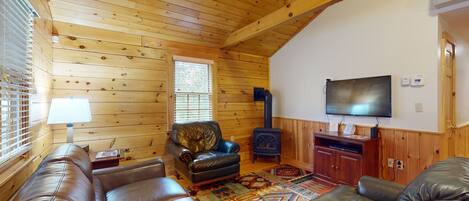 TV, fireplace, DVD player, ping pong