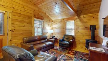 Télévision, cheminée, lecteur de DVD, table de tennis de table