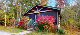 Dog-friendly cabin with kitchen, firepit, AC, gym, ping-pong & fun awaits