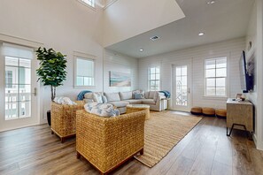 TV - Gorgeous home with ocean views, balconies, elevator & pond - steps from beach! (Port Aransas)