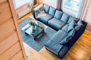 Smart TV, fireplace, DVD player, books