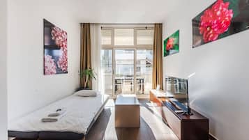 1 slaapkamer, een strijkplank/strijkijzer, wifi, beddengoed