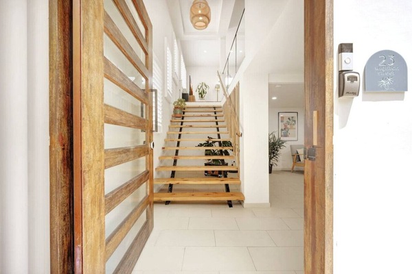 Beautiful stairs leading upstairs.