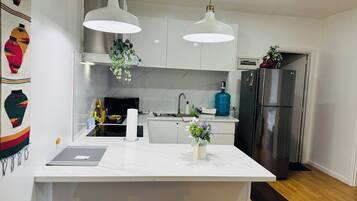 Family Double Room, Balcony, City View | Private kitchen