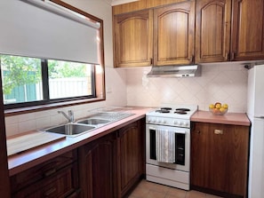 Fridge, microwave, oven, toaster