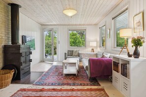 Een open haard en een dvd-speler