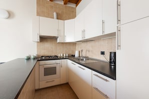 Fridge, oven, stovetop, dishwasher