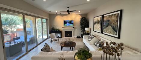 Smart TV, fireplace, printers