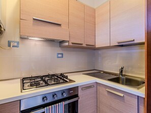 Fridge, oven, cookware/dishes/utensils