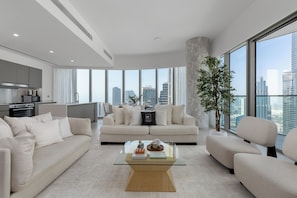 Living area - Maison Privee Sky-High Elegance w/ Unrivaled Burj Khalifa Views (Dubai)