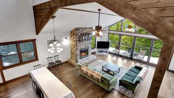 TV, fireplace, video games, books