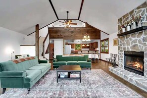 TV, fireplace, video games, books