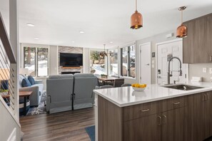 The living area has plenty of natural light.