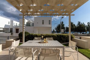 Deluxe Villa, Partial Sea View | Terrace/patio - Luxury Villa Niki Steps To Vrysudi Beach (Paralimni)