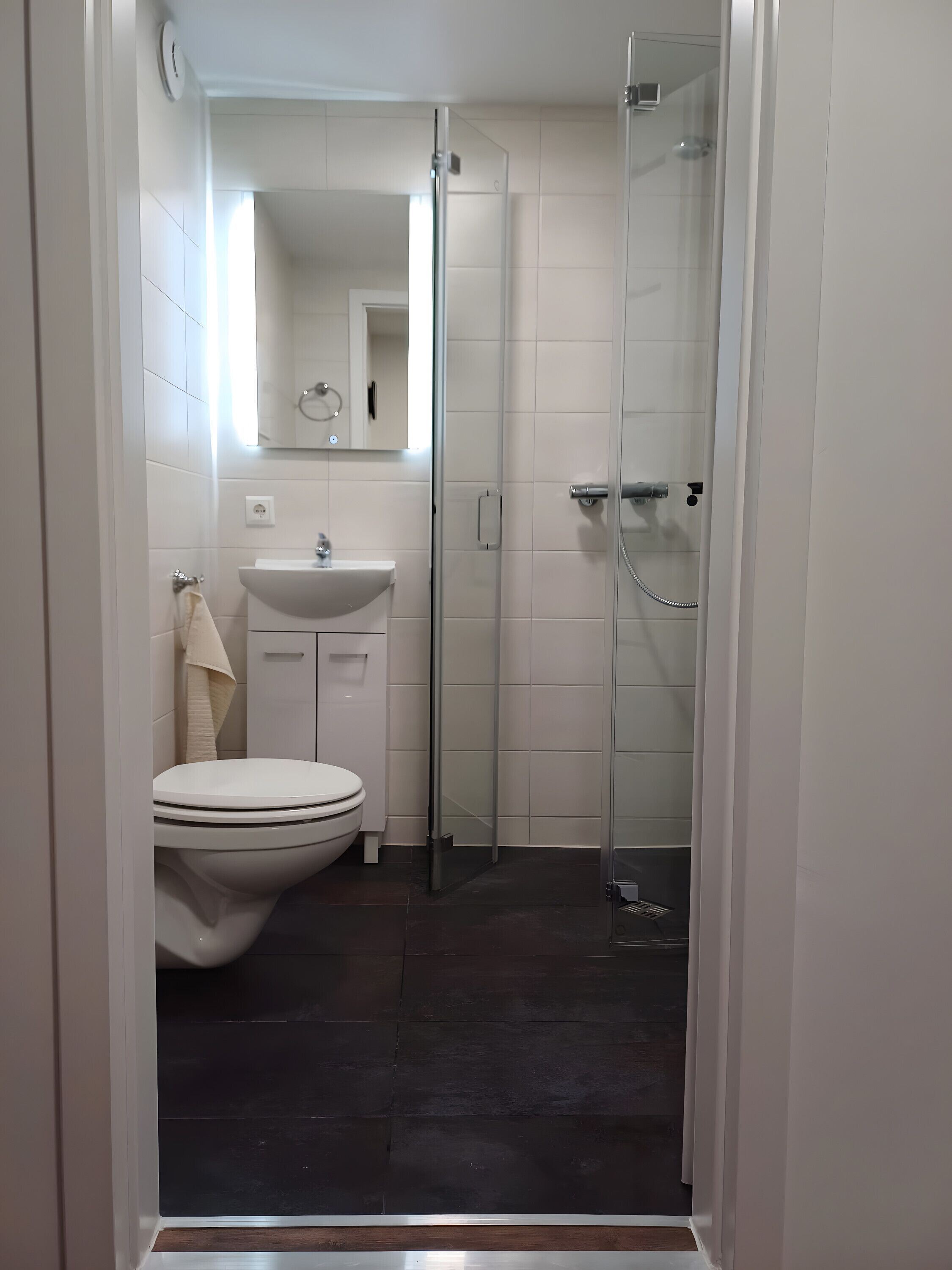 Een douche, een haardroger, handdoeken